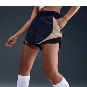 Nike Women's Navy and Tan Athletic Shorts